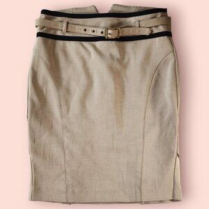 Y2K XOXO Tan Pencil Skirt office siren corporatecore size 5/6 belted high waist